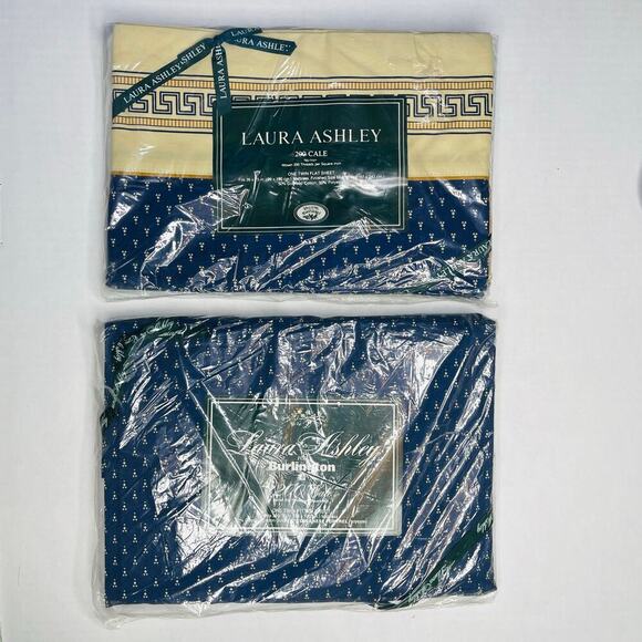 Laura Ashley Other - Laura Ashley Twin Flat Sheet/Fitted Sheet Set Nutmeg Navy New woven 200 threads